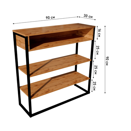 Стеллаж WoodSteel для прихожей в стиле Лофт Chicago lite 90x30x90 см чёрный