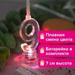 Подсвечник Золотая сказка на торт цифра 9 набор 4 свечи 6 см