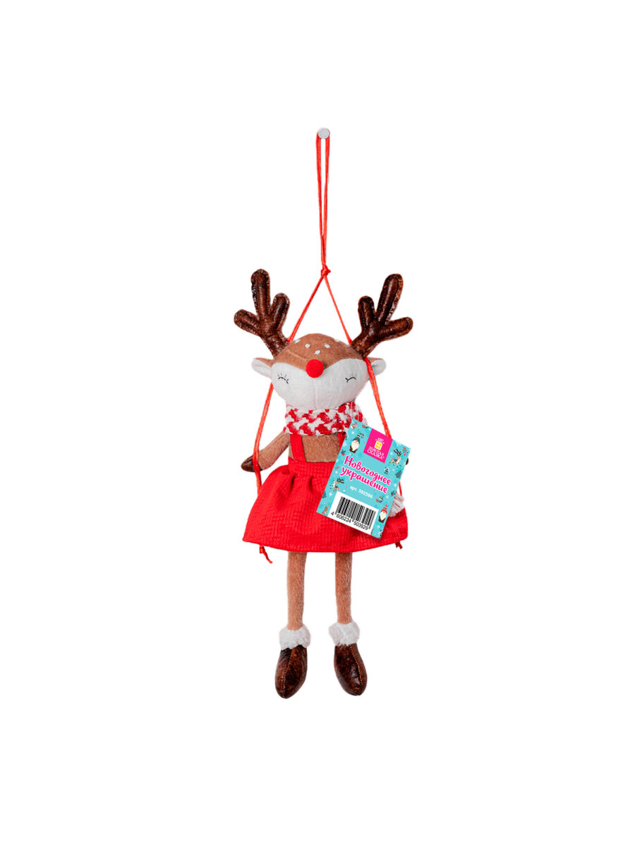 Украшение новогоднее Золотая сказка Олененок на качелях на стену и елку для дома и офиса - фото 6