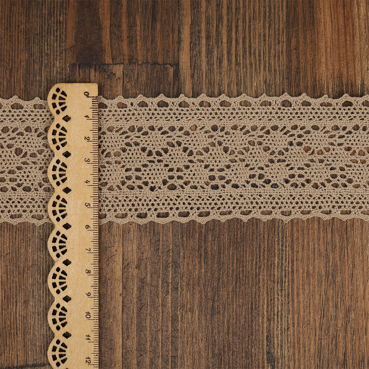 Кружево вязаное хлопковое KRUZHEVO 60мм цв.капучино уп.10м - фото 2