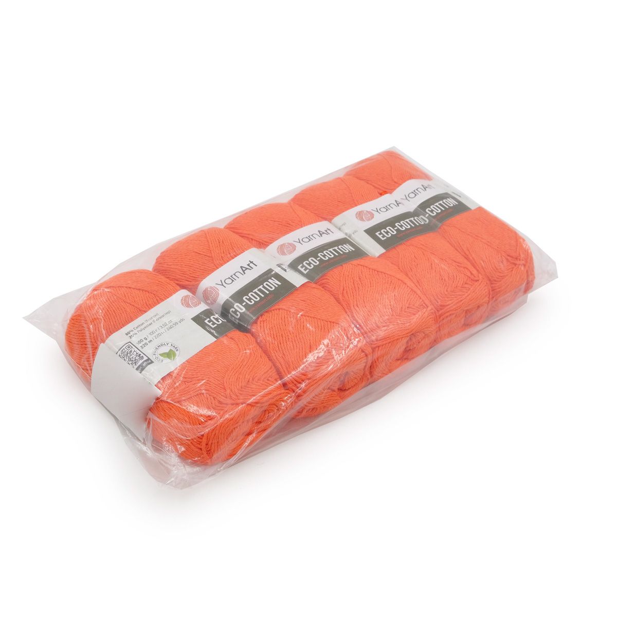 Пряжа YarnArt Eco Cotton комфортная для летних вещей 100 г 220 м 800 оранжевый 5 мотков - фото 8