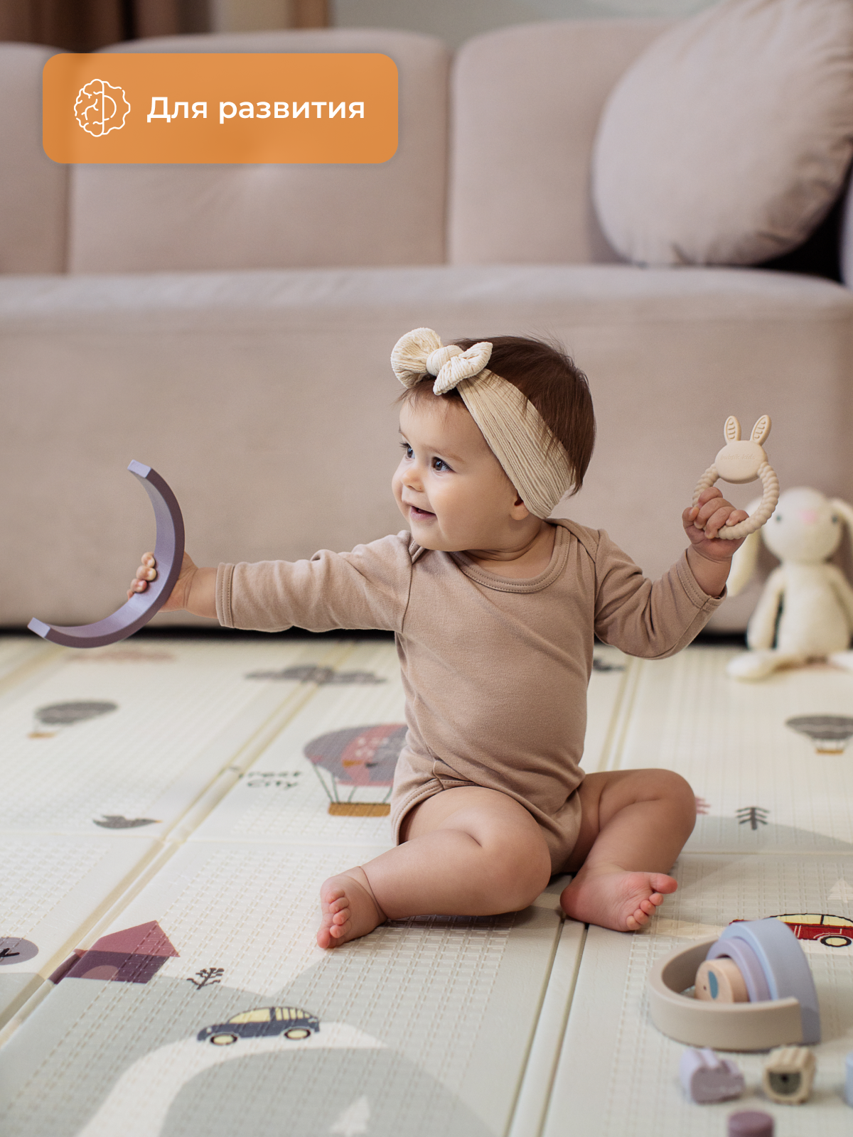 Детский складной коврик Mamagoods Горы и зверята 150 x 200 см 1 шт. - фото 17