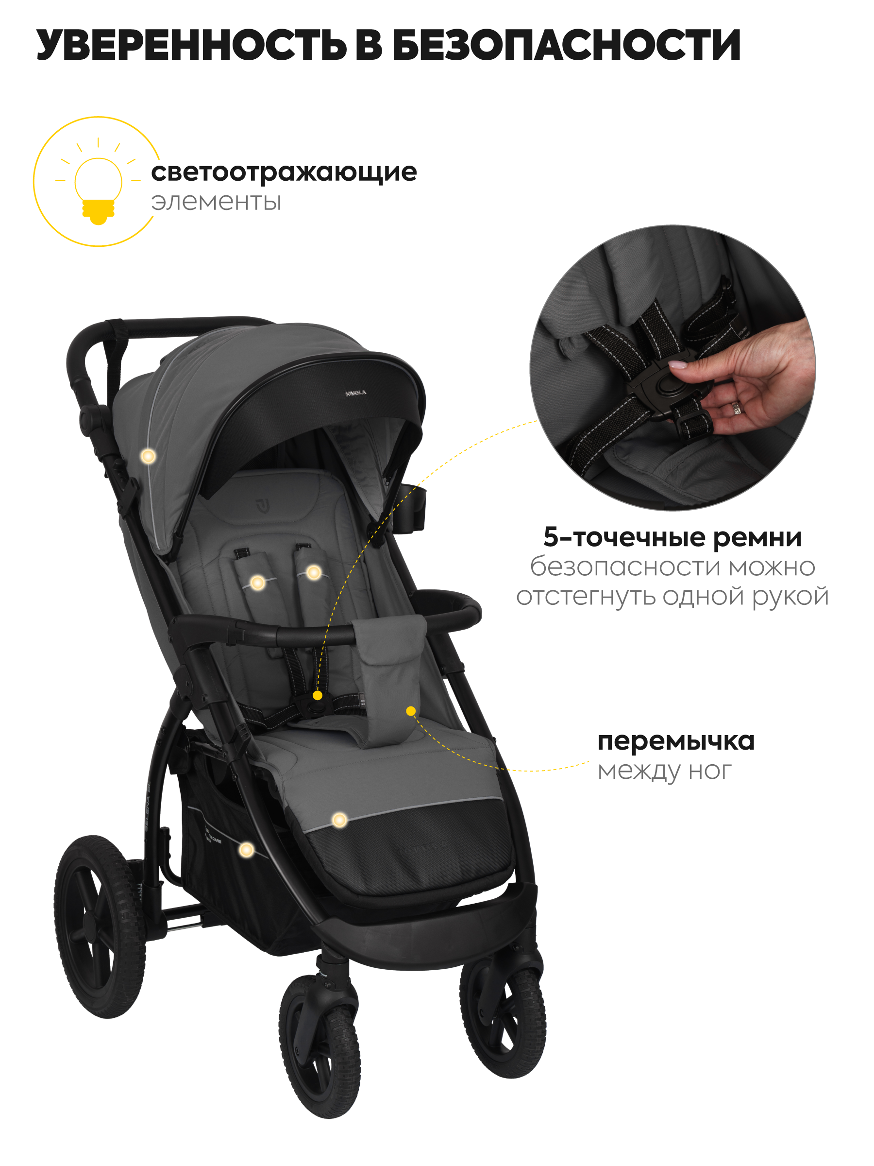 Коляска прогулочная JOVOLA Selena SL, всесезонная серый - фото 5