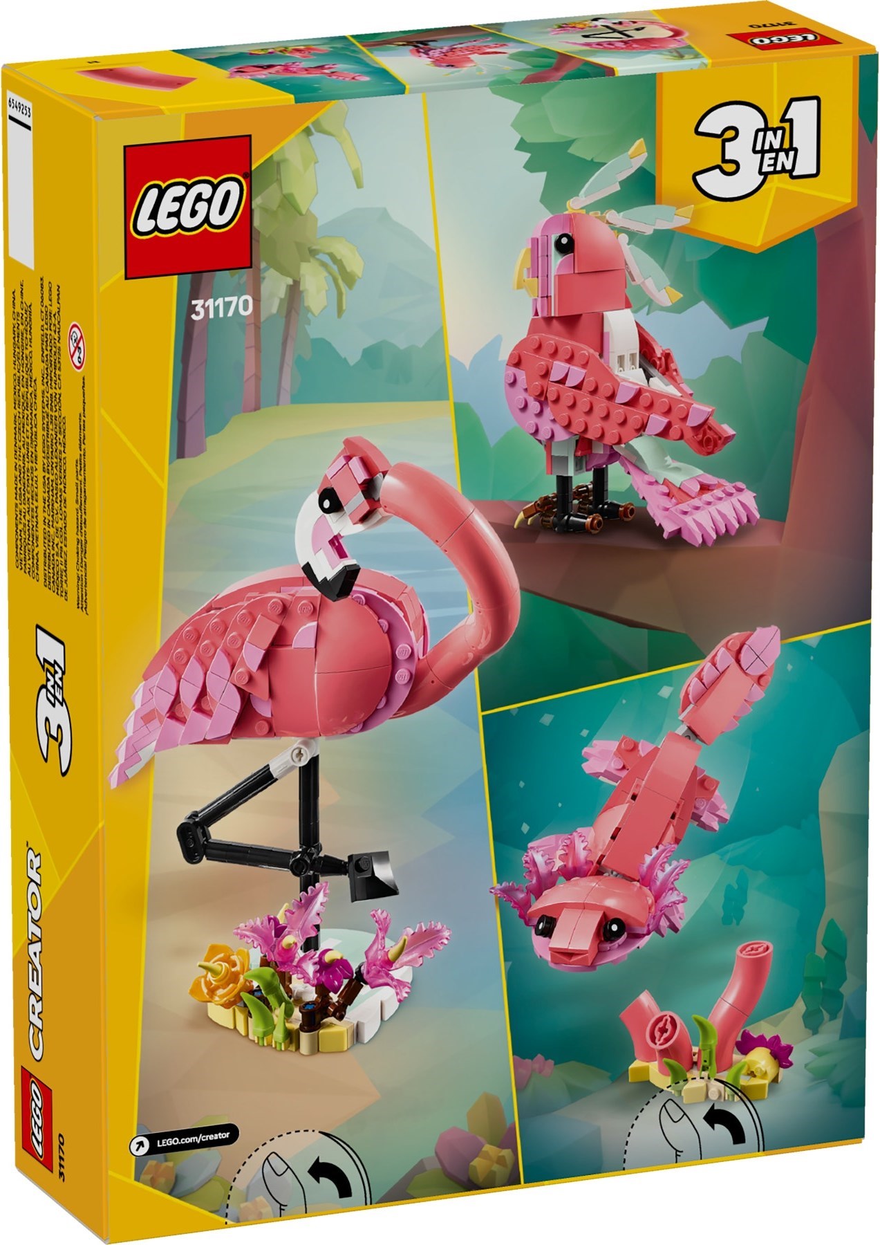 Изображение товара LEGO Creator Розовый фламинго 3 в 1 набор из 644 деталей для детей от 8 лет Изображение товара LEGO Creator Розовый фламинго 3 в 1 набор из 644 деталей для детей от 8 лет