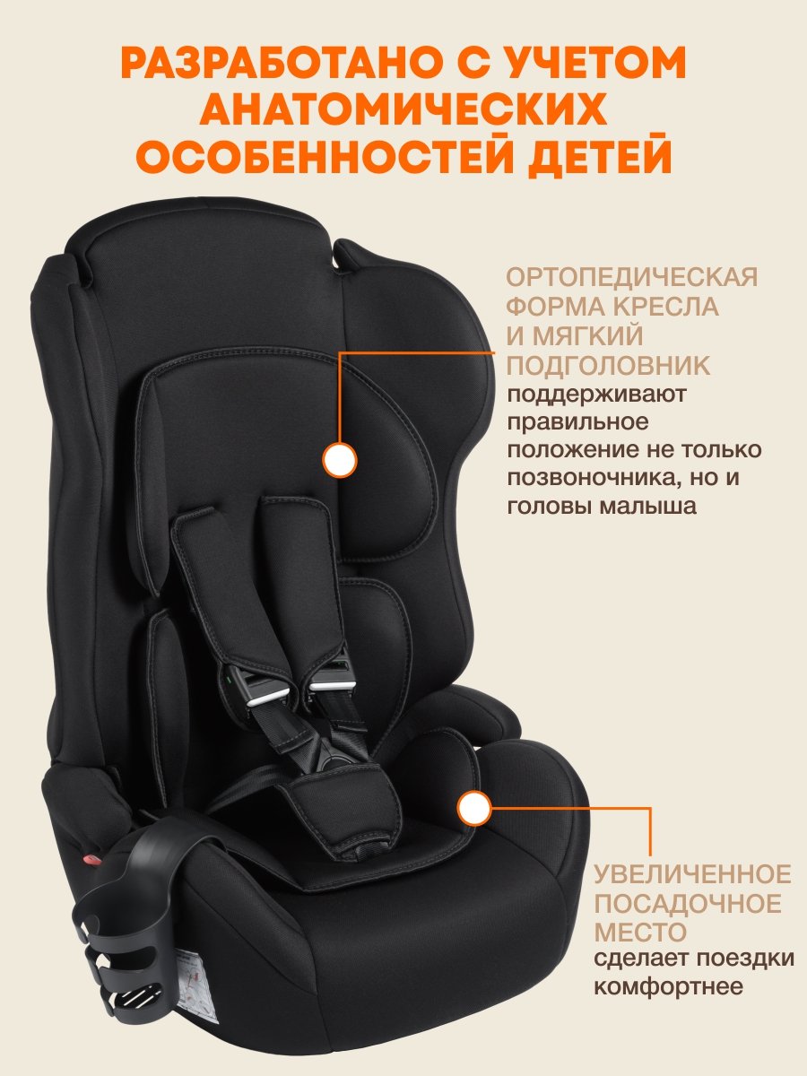 Автокресло ZLATEK Atlantic lux 1/2/3 (9-36 кг) черный - фото 7