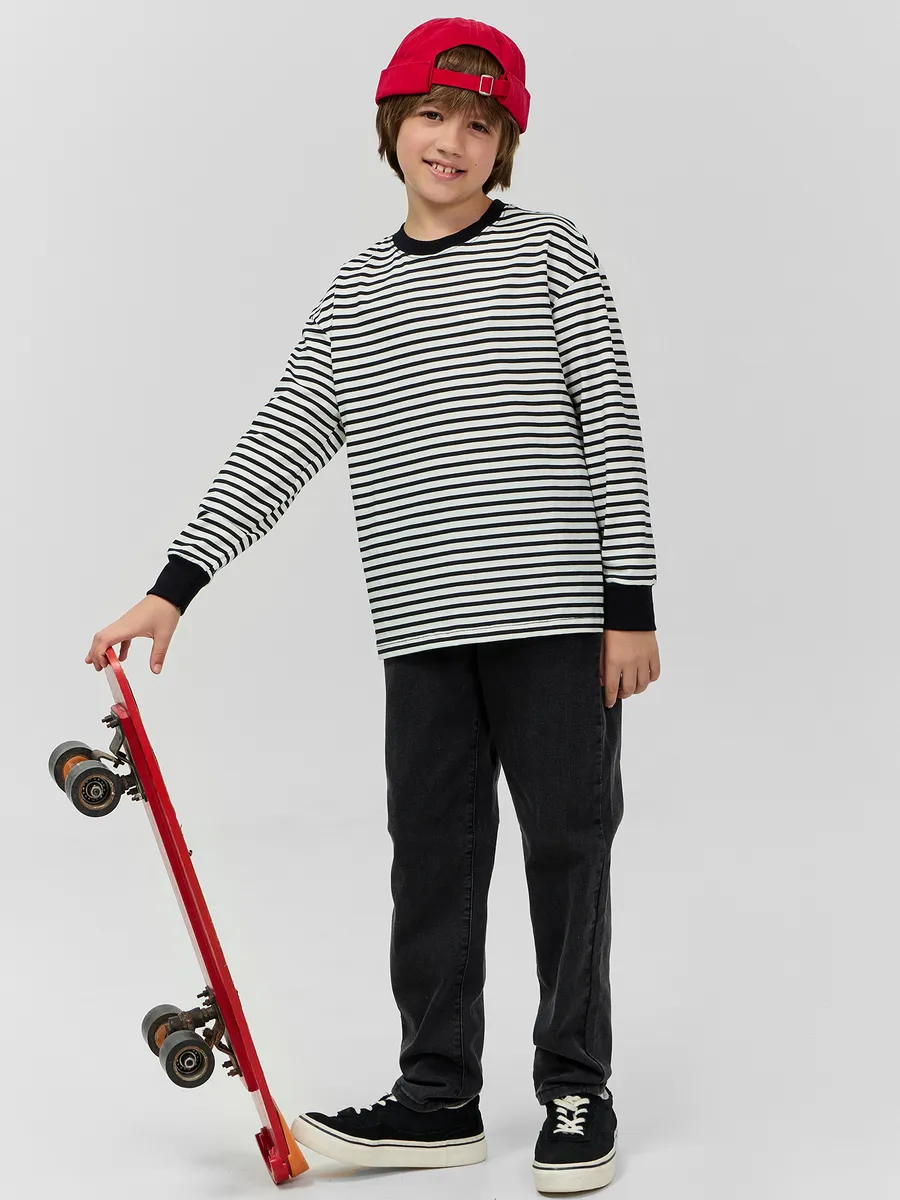 Лонгслив Mark Formelle (Марк Формэль) 123434/1/черно -молочная полоска1 - фото 9