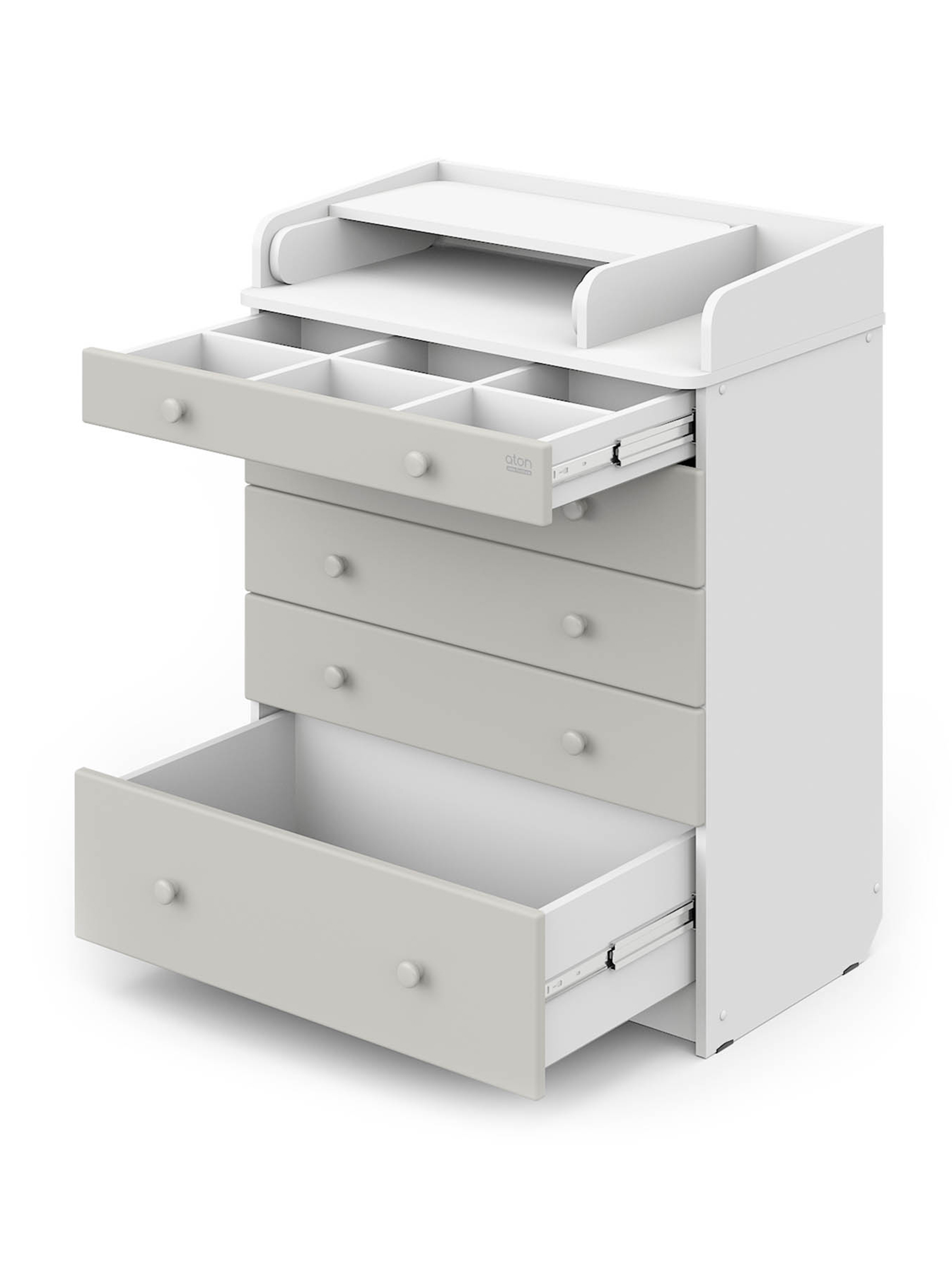 Комод пеленальный Aton Maks белая аляска-серый шелк - фото 2