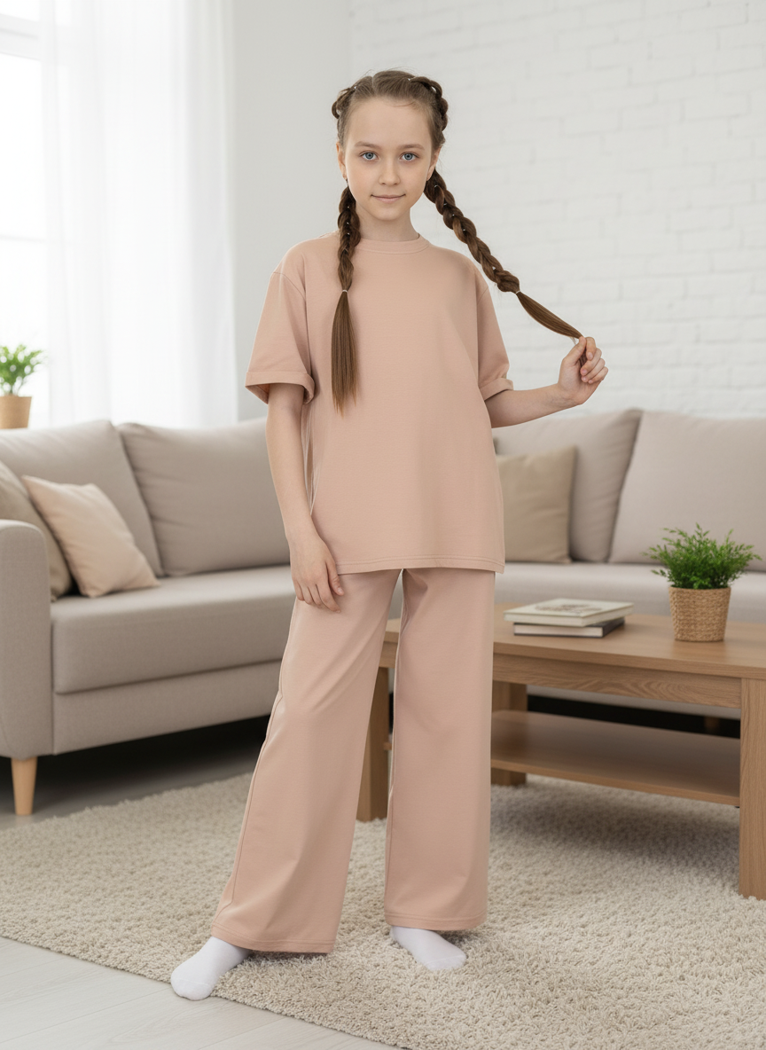Изображение товара Летний костюм для девочки футболка и брюки палаццо ULTRA 116