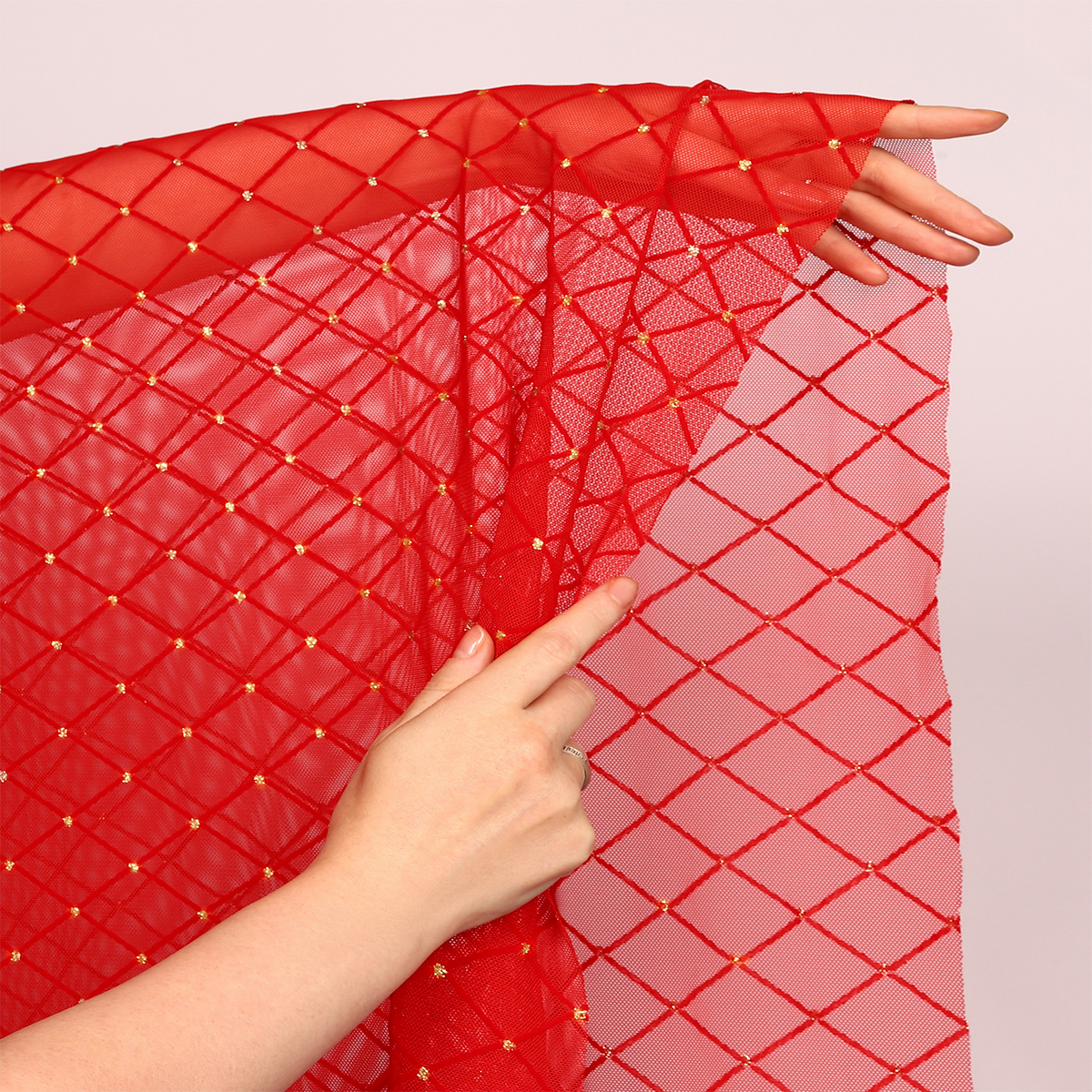 Ткань TBY Сетка эластичная цвет красный уп.1м - фото 7