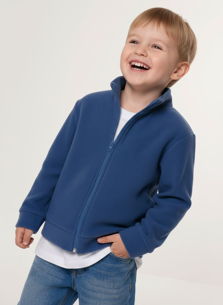 Изображение товара Толстовка YOULALA 110 для мальчика из флиса с воротником-стойкой и молнией