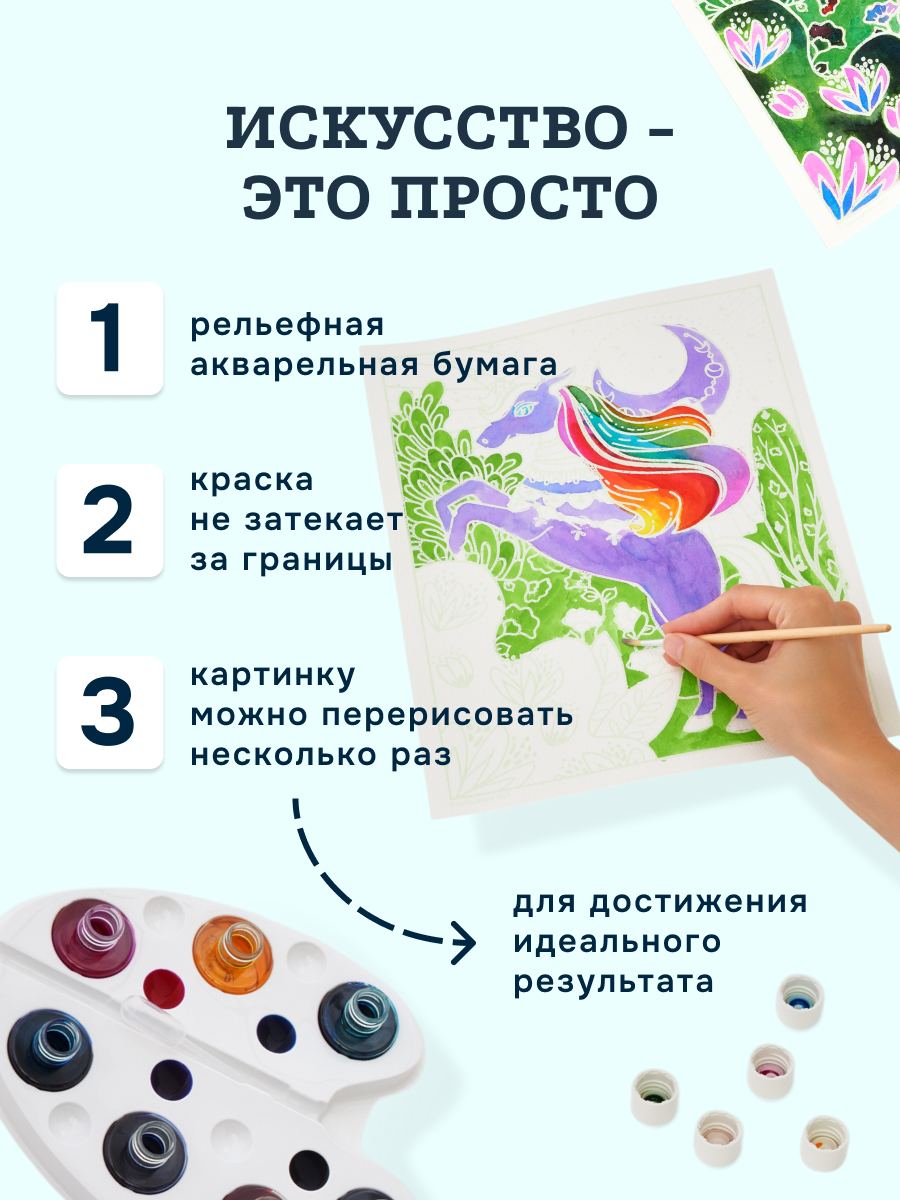 Набор для рисования SentoSphere Единорог акварель - фото 2
