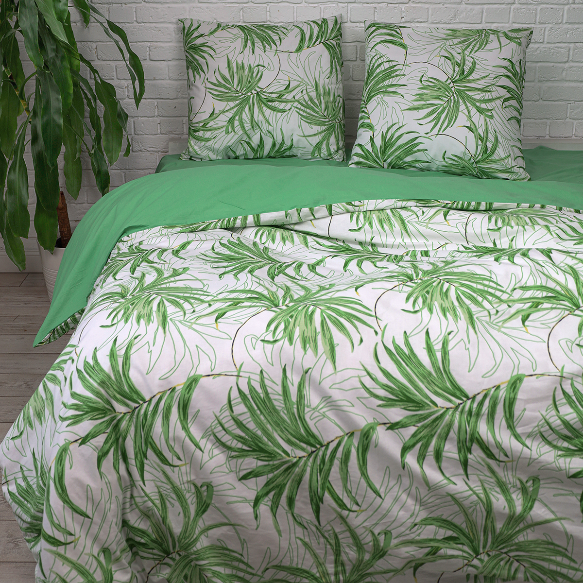 Комплект постельного белья BRAVO Пальм полутораспальный 4 предм. - фото 1