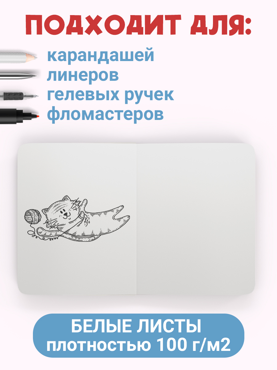 Скетчбук Проф-Пресс карманный блокнот Meowbook. А6 80 лист. 1 шт. - фото 3