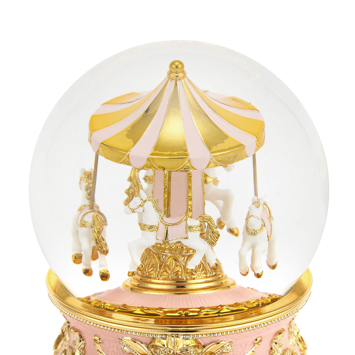 Стеклянный снежный шар Glassglobe Розовая карусель - фото 4
