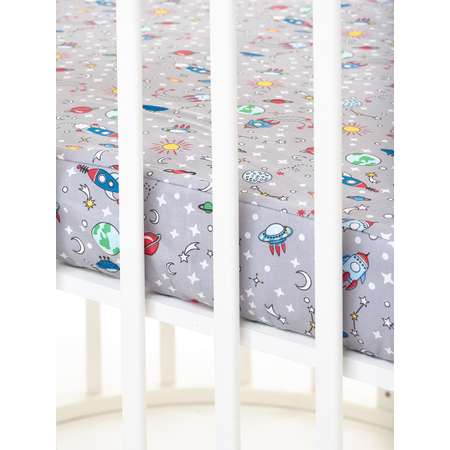 Простынь на резинке Lemony kids Space Серый овальная поплин