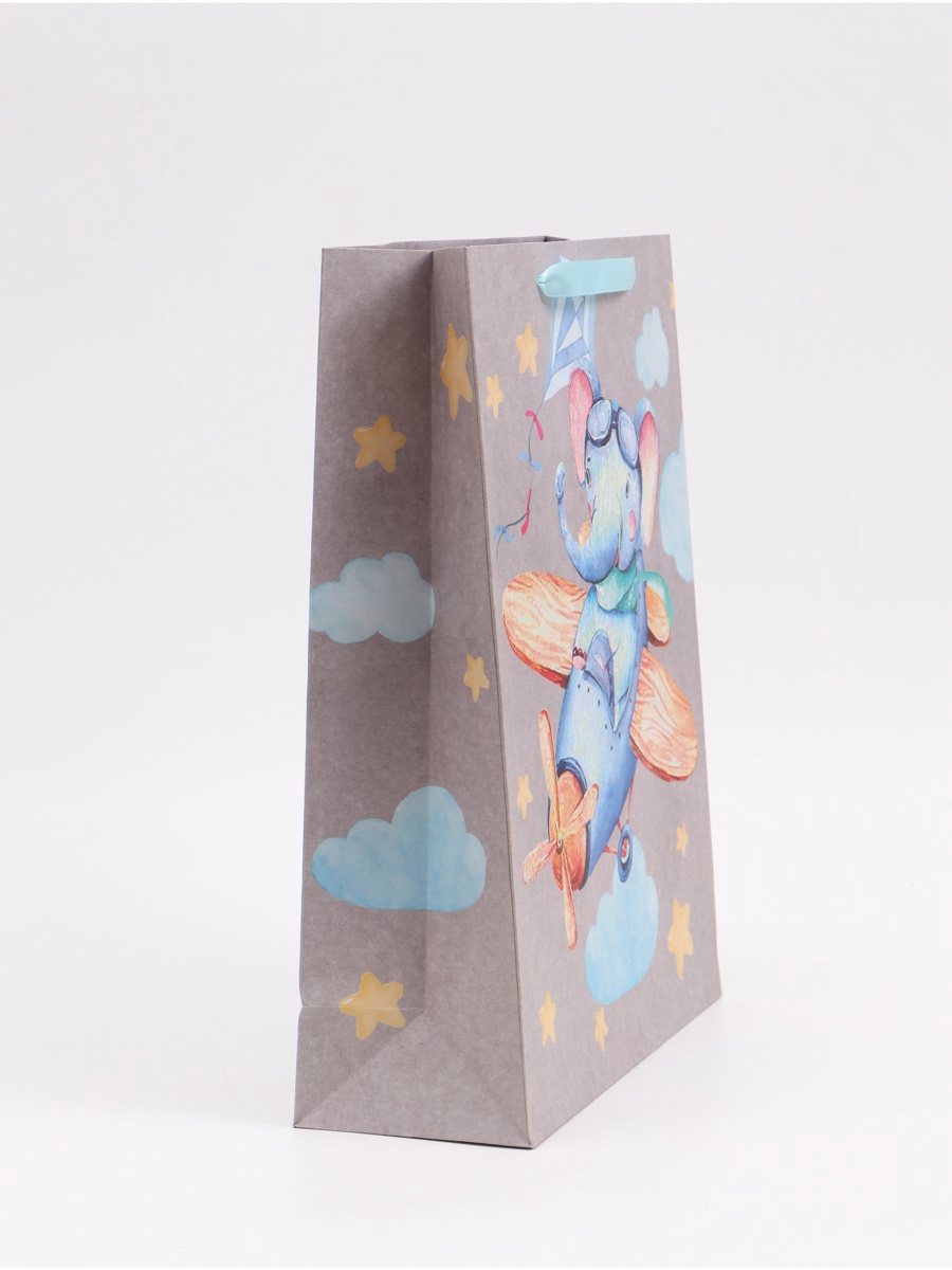 Пакет крафтовый горизонтальный Дарите Счастье Малышам L 31 × 40 × 115 см - фото 3