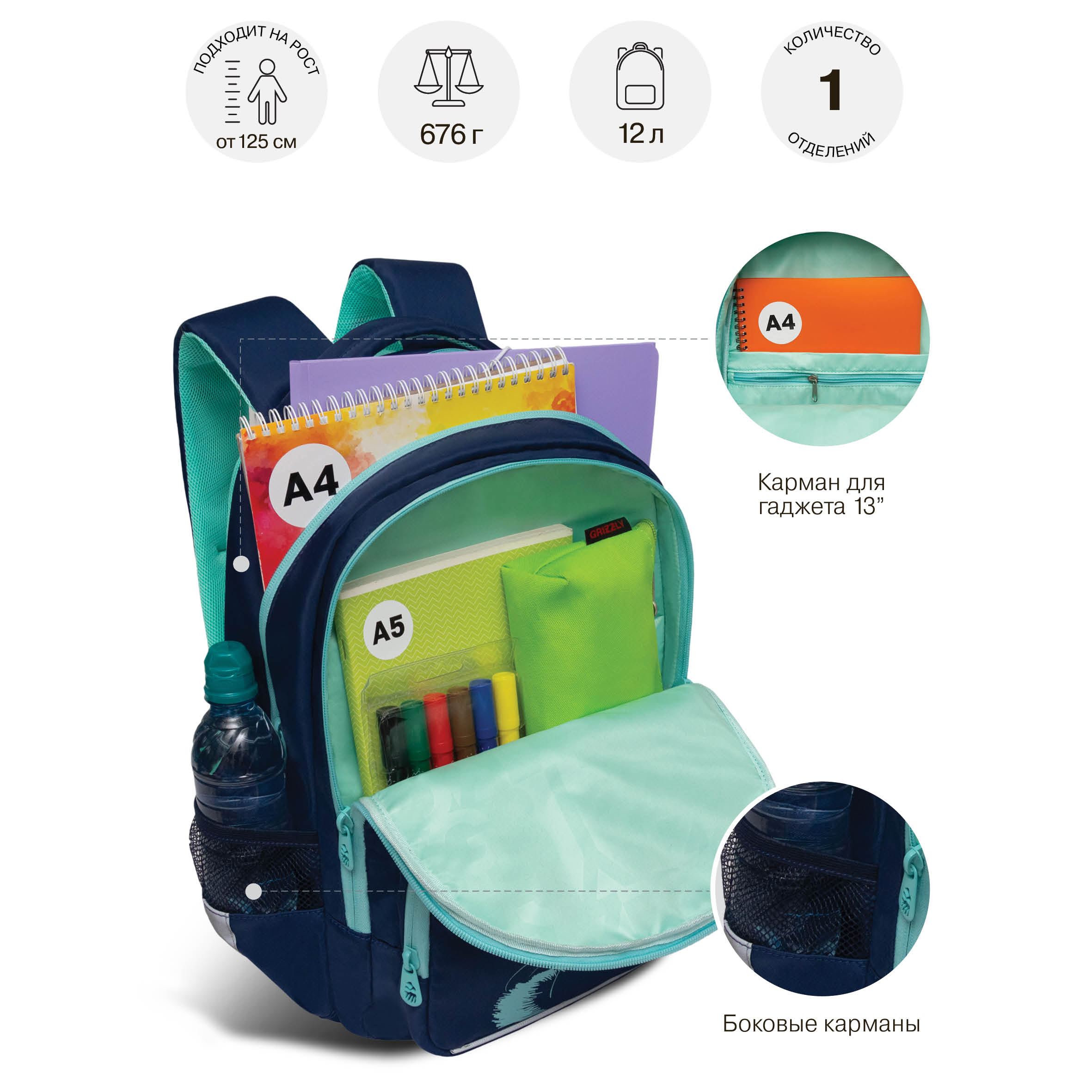Рюкзак Grizzly для девочки - фото 6