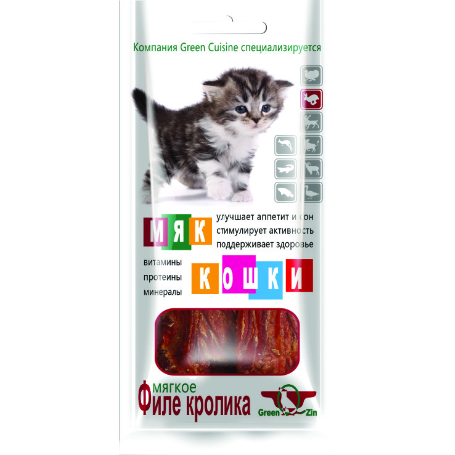 Лакомство для кошек Green Qzin 25г Мяккошки мягкое филе кролика - фото 1