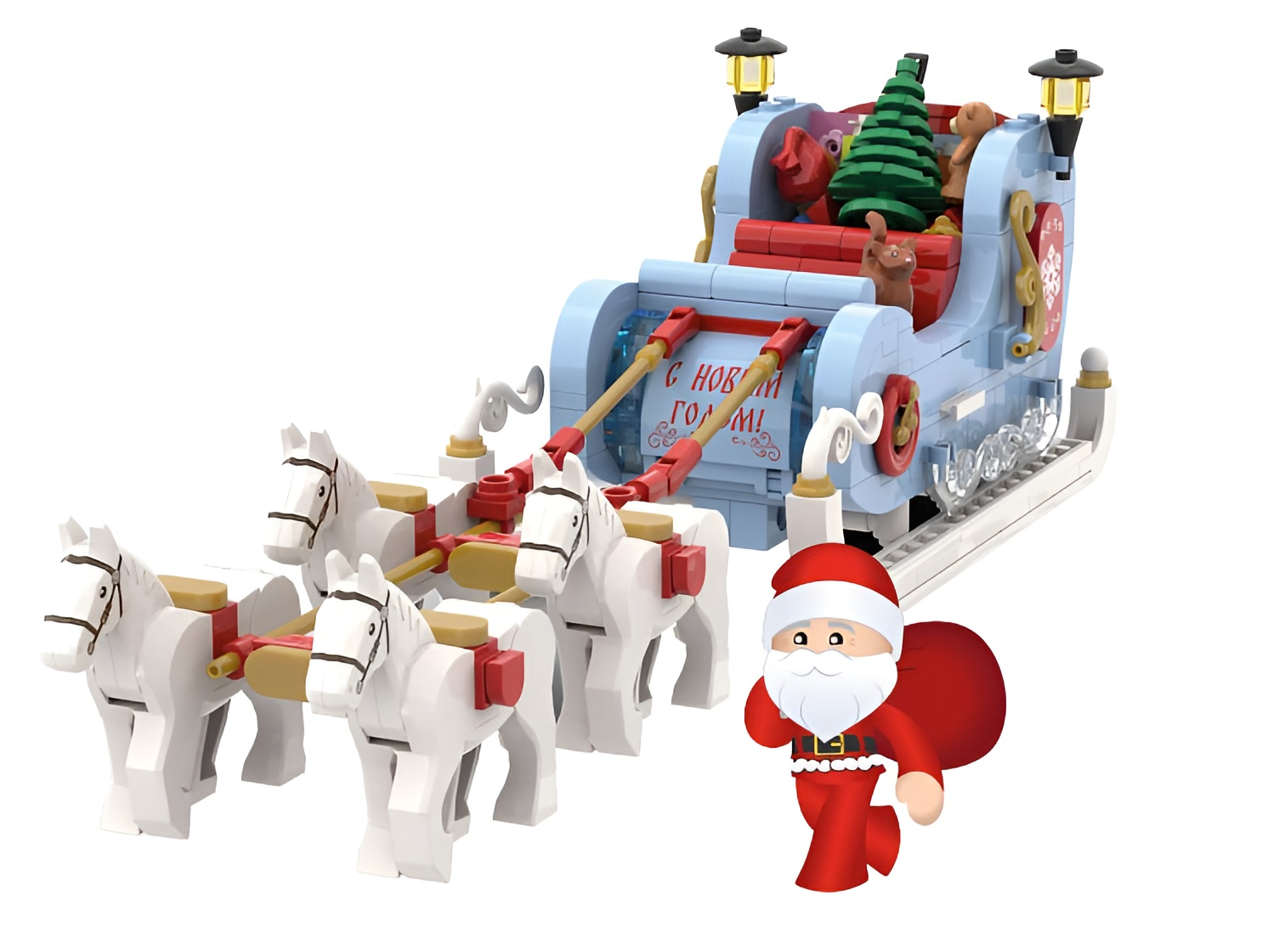Конструктор brick labs Сани Деда Мороза из мини-блоков 359 дет. - фото 1