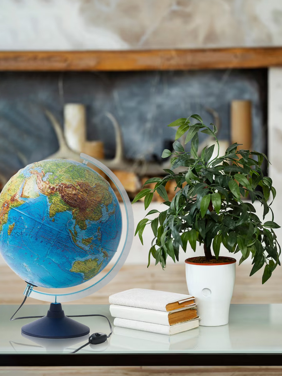 Глобус Globen Земли физико-политический рельефный и утяжелителем 32 см + карта + лупа - фото 17