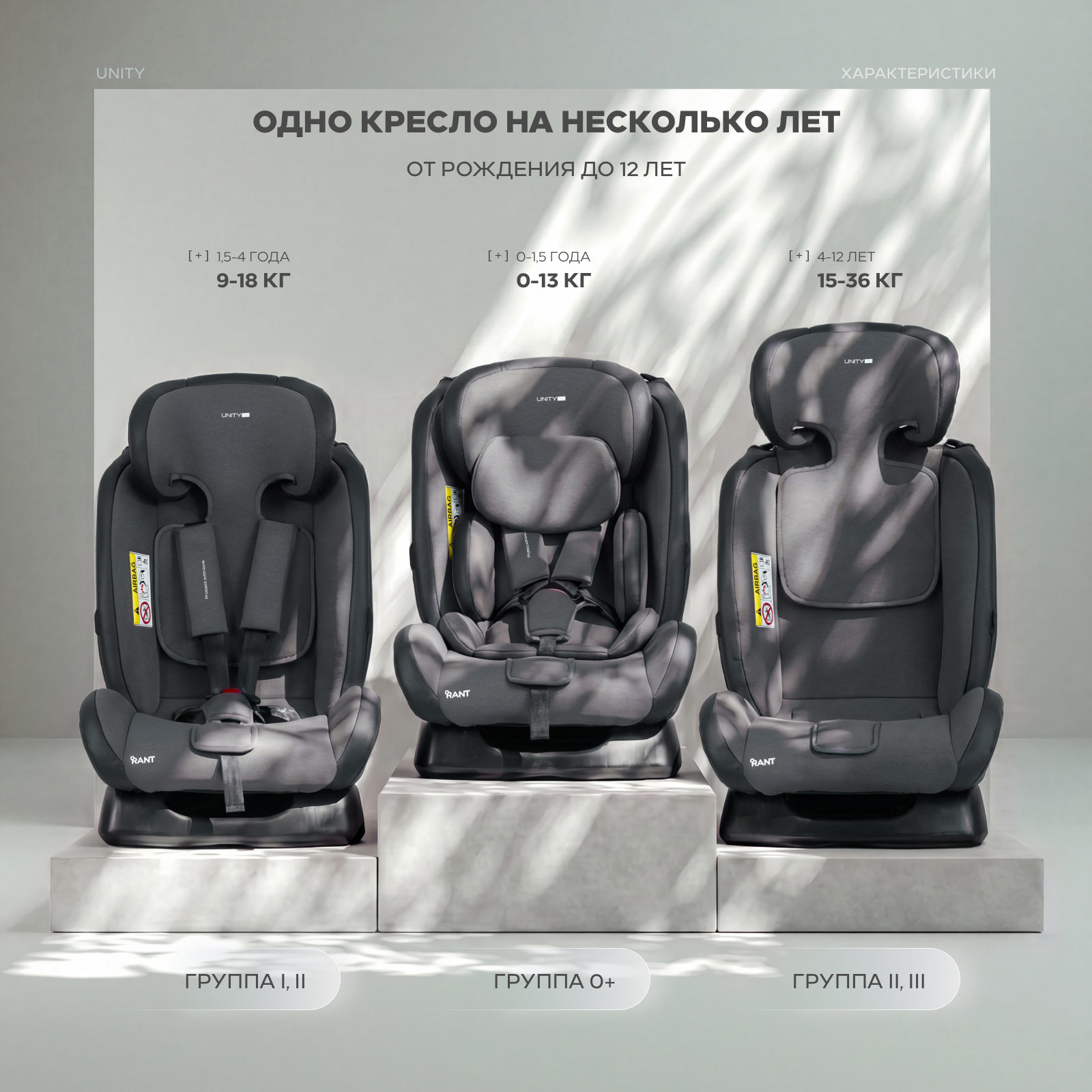 Автокресло Rant Basic Unity Pro 0+/1/2/3 (0-36 кг) серый - фото 10