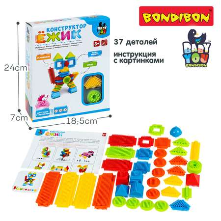 Конструктор Bondibon игольчатый для малышей Кот мягкий 37 дет.