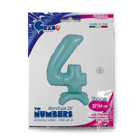 Шар GRABO Цифра 4 фольгированный Pastel-Blue 1207-4268