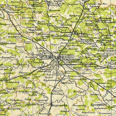 Карта ретро РУЗ Ко Московская губерния. Состояние на 1896г. В картонном тубусе с подвесом.