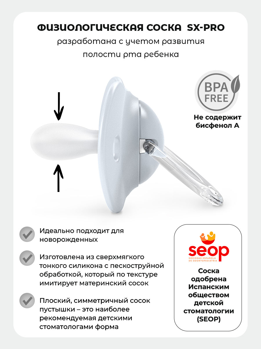 Пустышка Suavinex силикон ортодонтическая от 0 мес. 2 шт. - фото 2