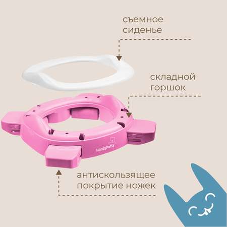 Горшок дорожный ROXY-KIDS складной и насадка на унитаз HandyPotty с тремя пакетами цвет лиловый