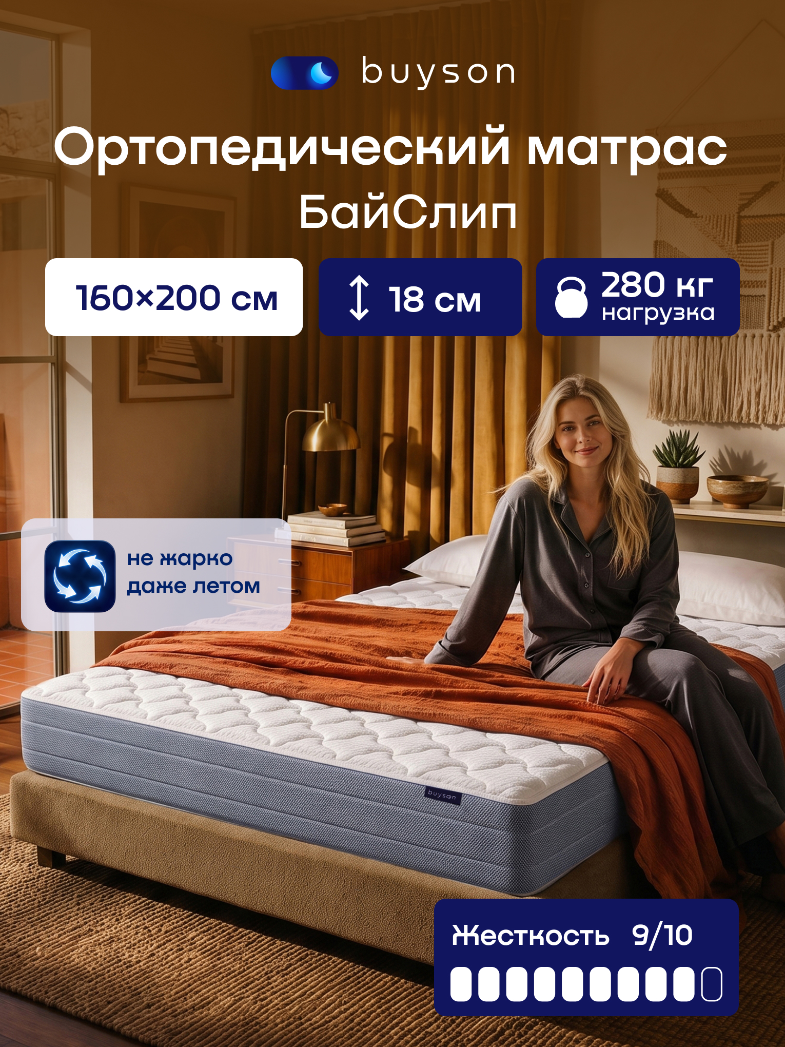 Изображение товара Матрас buyson БайСлип независимые пружины 160х200 Изображение товара Матрас buyson БайСлип независимые пружины 160х200