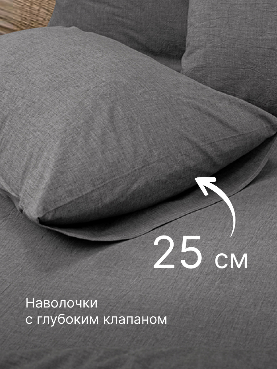 Комплект постельного белья BRAVO Organic графит евро 6 предм. - фото 8