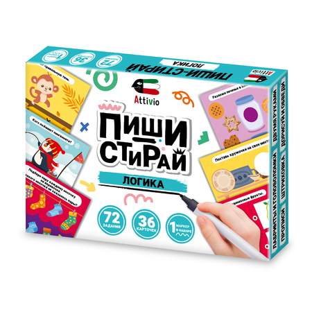 Карточки Attivio Пиши стирай Логика 36 карточек