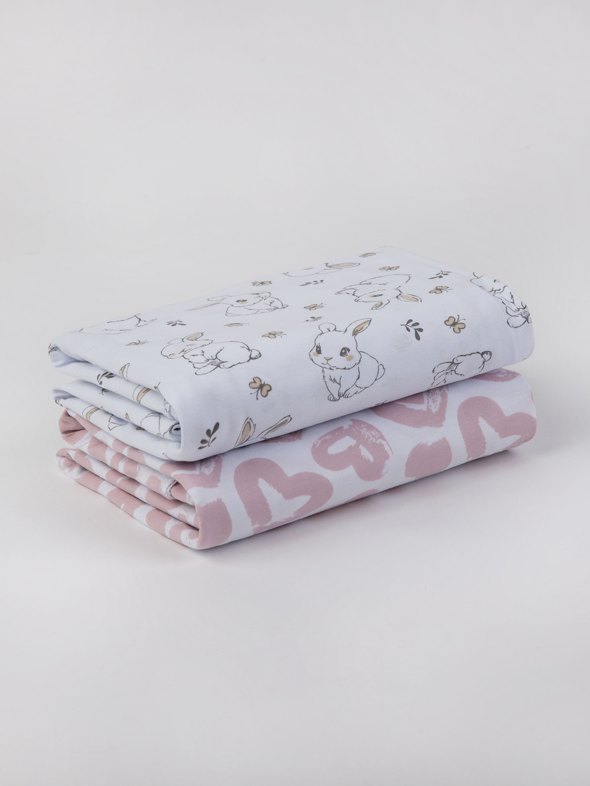 Пелёнка inlovery Зайчики/сердца трикотаж 90х120 см 2 шт. - фото 12