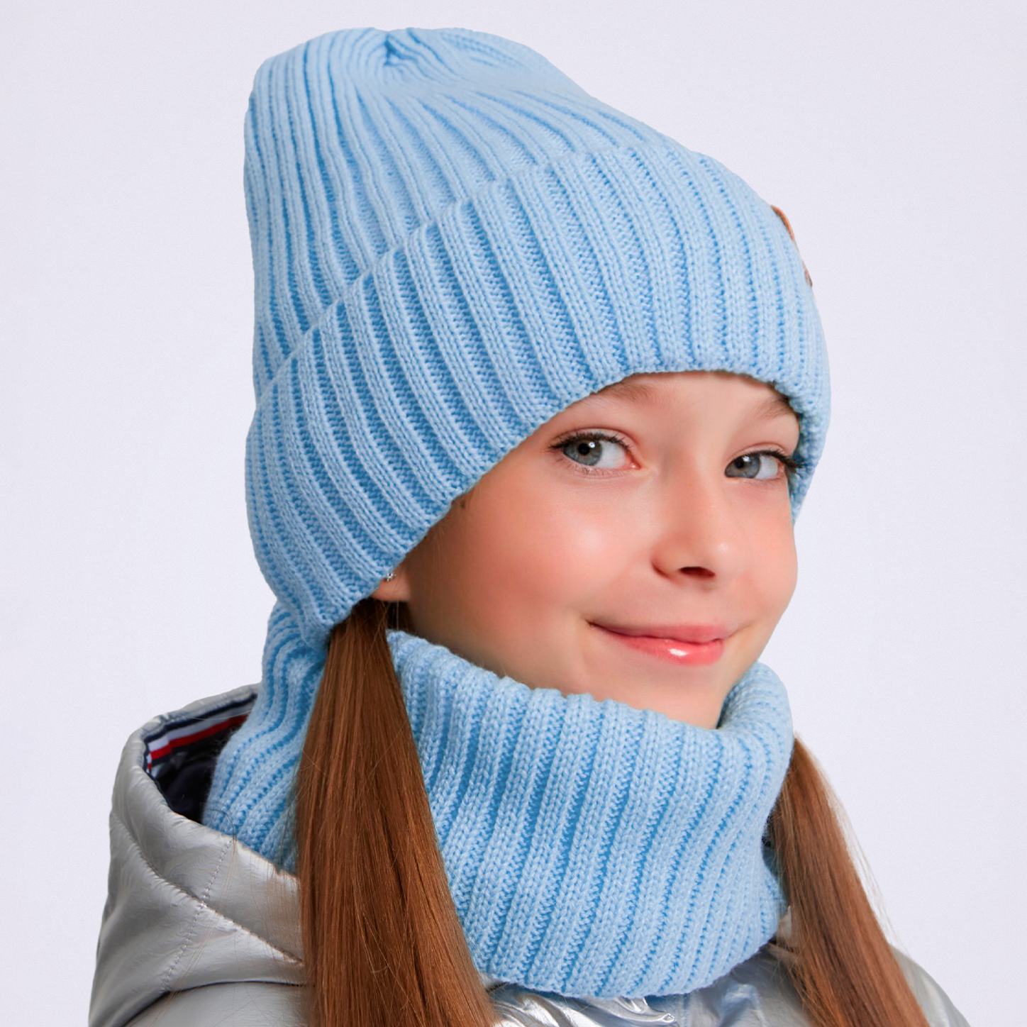 Шапка и снуд KUBRIO KU-H-104-GplainW-blue - фото 6