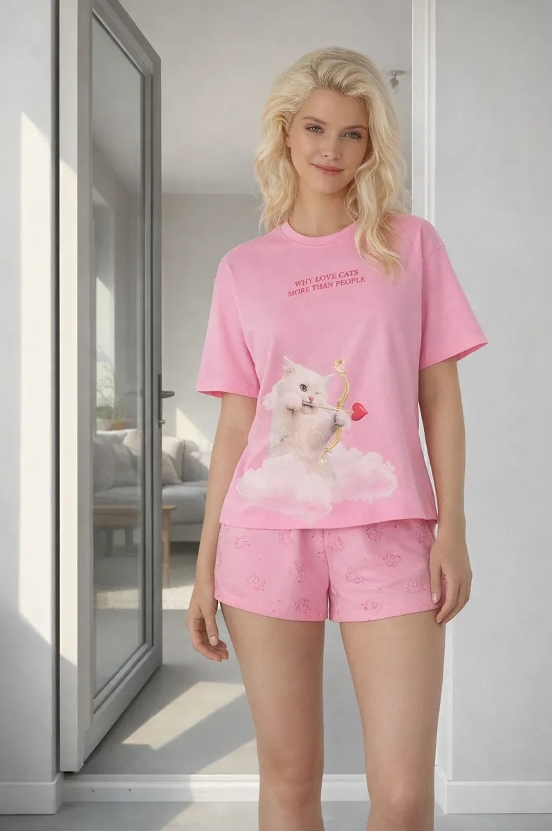 Изображение товара Женская пижама Mark Formelle из хлопка с принтом, укороченная рубашка и шорты, белорусское производ Изображение товара Женская пижама Mark Formelle из хлопка с принтом, укороченная рубашка и шорты, белорусское производ