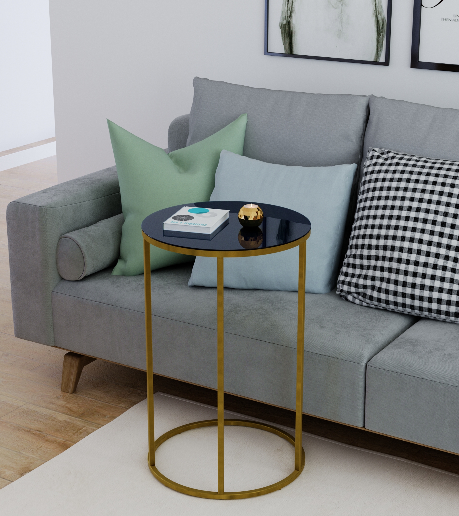 Стол придиванный КАЛИФОРНИЯ МЕБЕЛЬ Остин Glass Черная лакобель Золото - фото 11