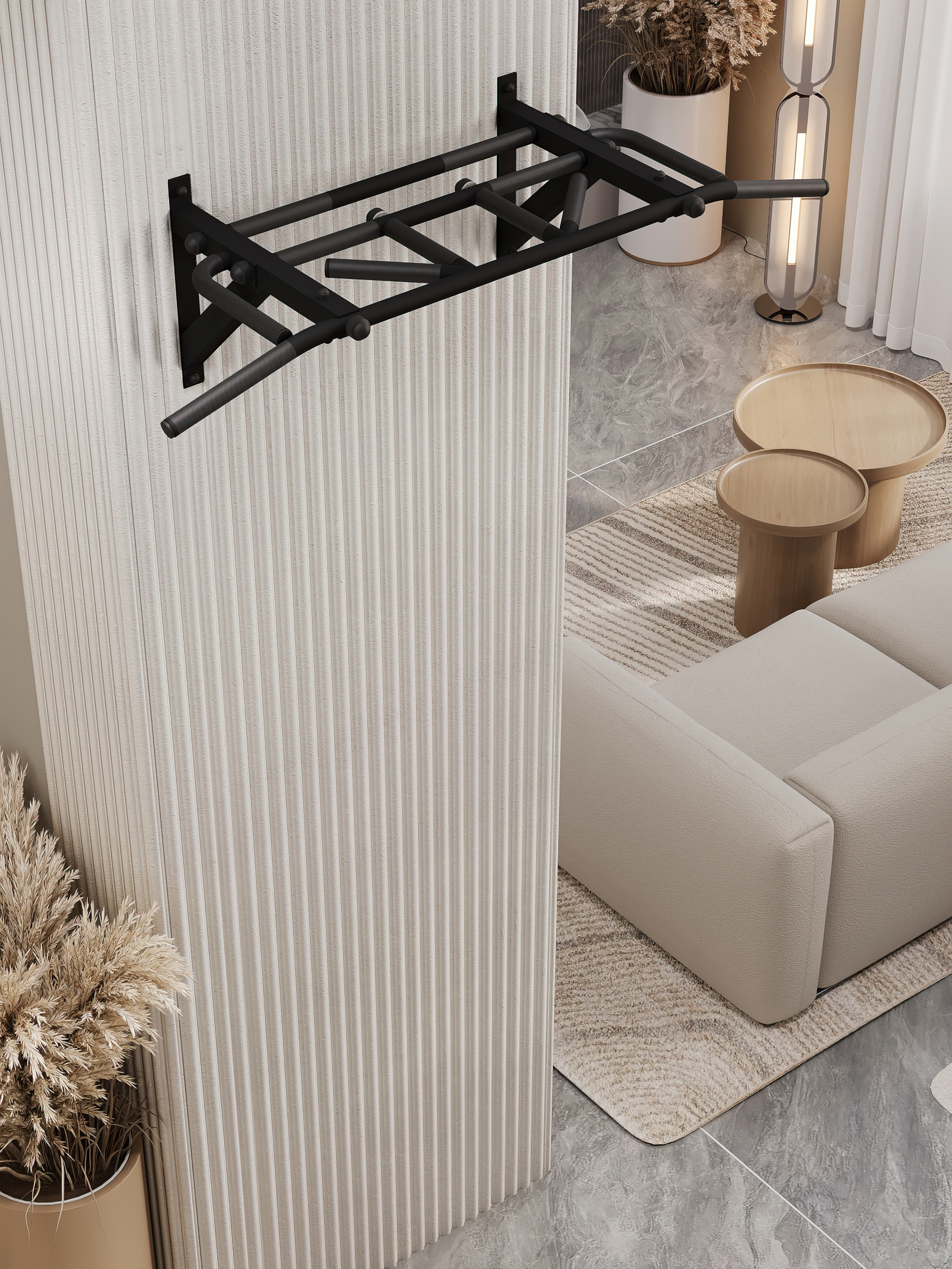 Турник настенный "Тарантул" BLACK - стальное рифление хватов - фото 6