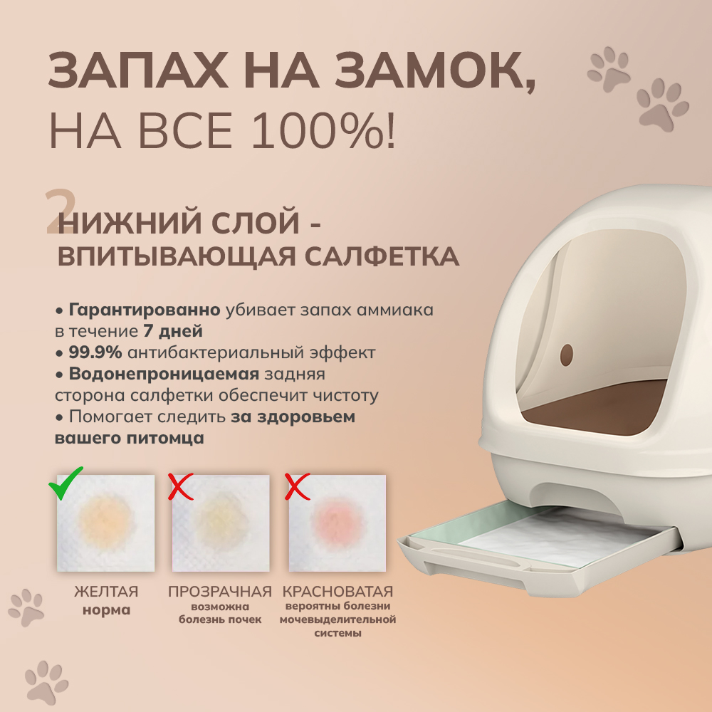 Системный туалет DeoToilet Unicharm для кошек закрытого типа цвет бежевый набор - фото 6