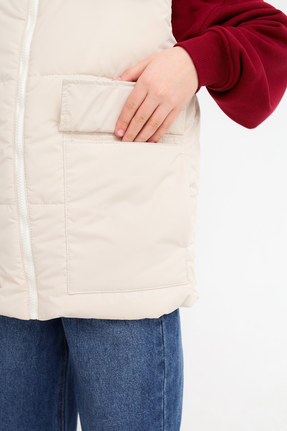 Жилет MINIDINO В-Ж-006Жилет с капюшоном утепленный тофу - фото 10