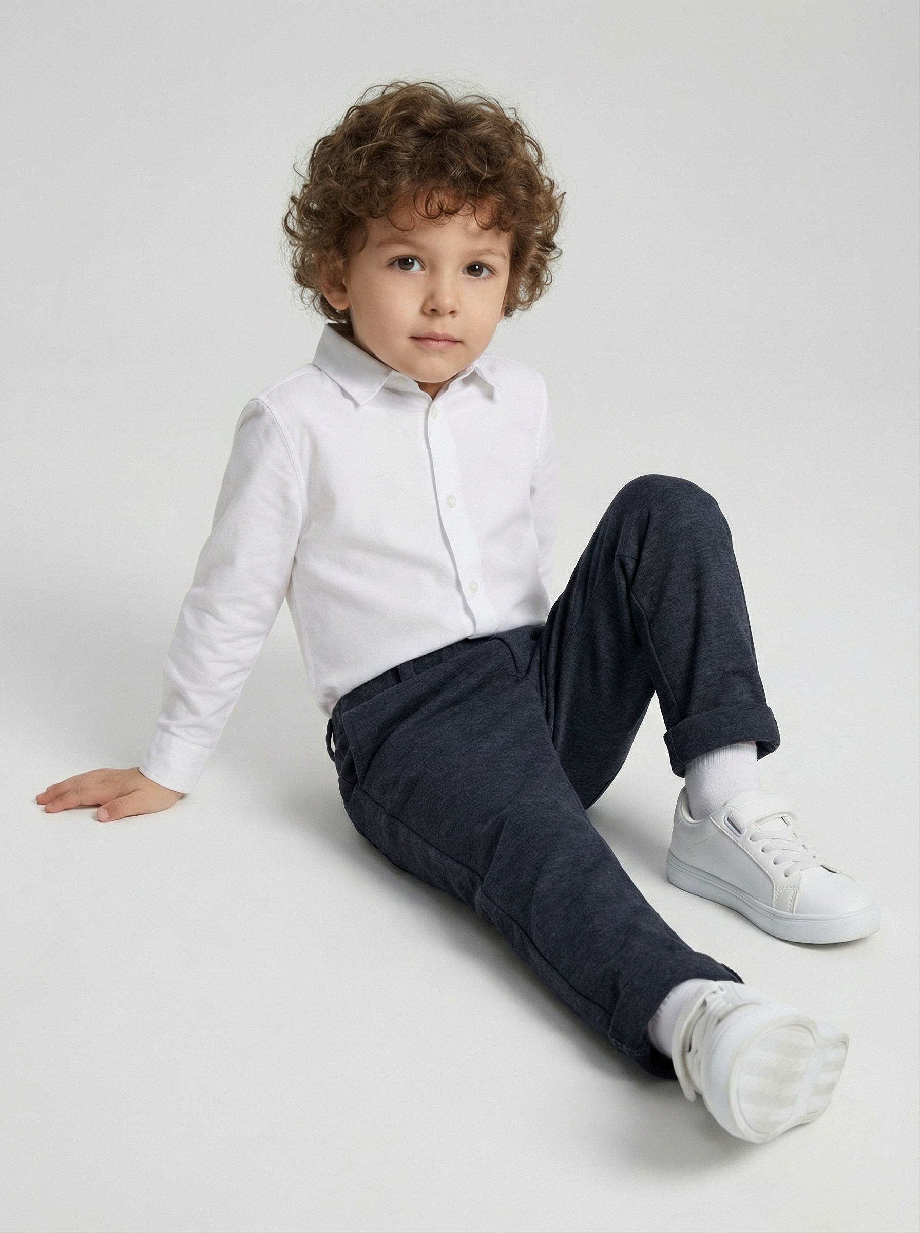 Изображение товара Классические брюки для мальчика темно-серого цвета YOULALA 116