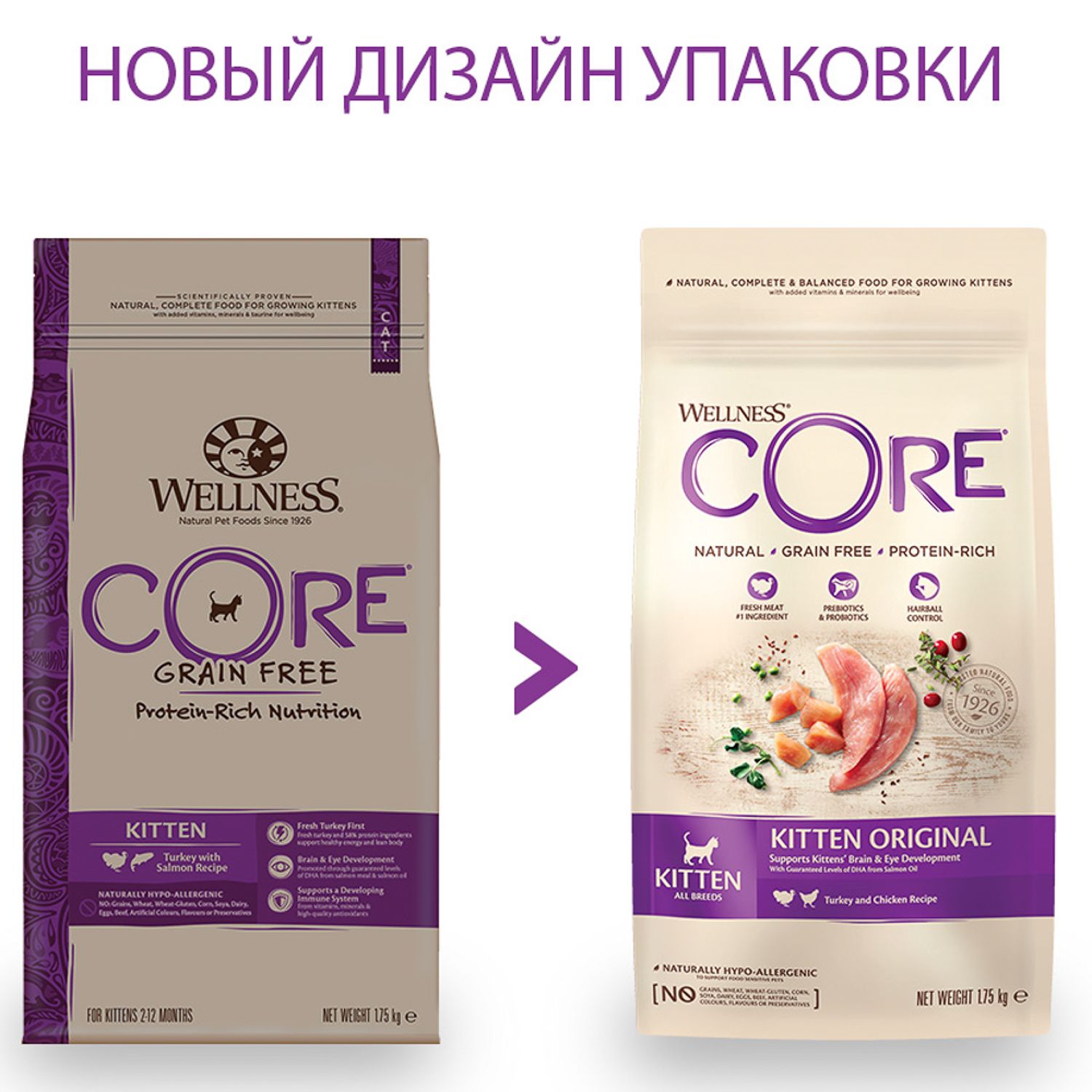 Корм для котят Wellness CORE 1.75кг индейка-лосось - фото 3