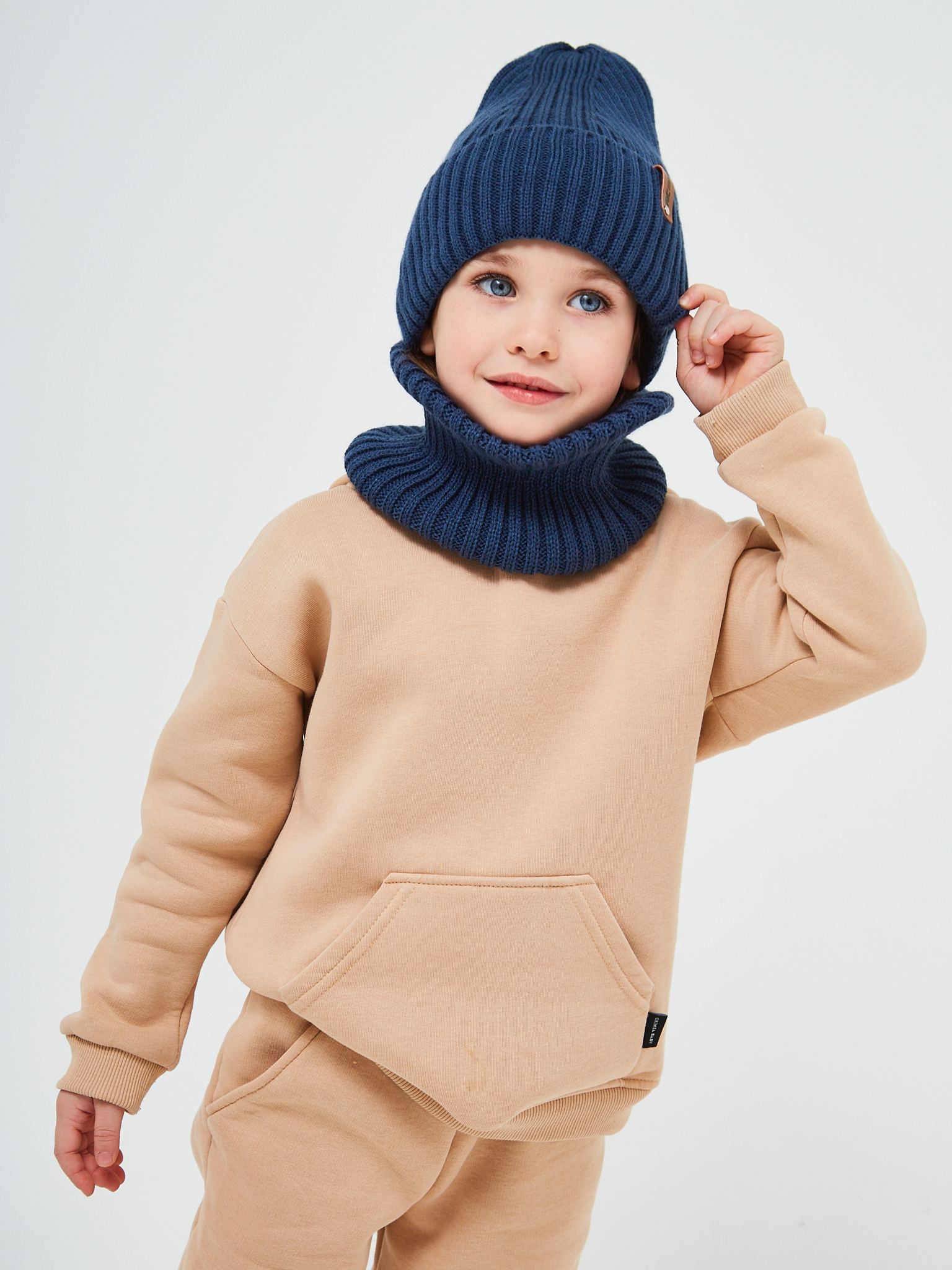 Шапка и снуд NYCkids NYC-H-53-poloski-jeansB - фото 9