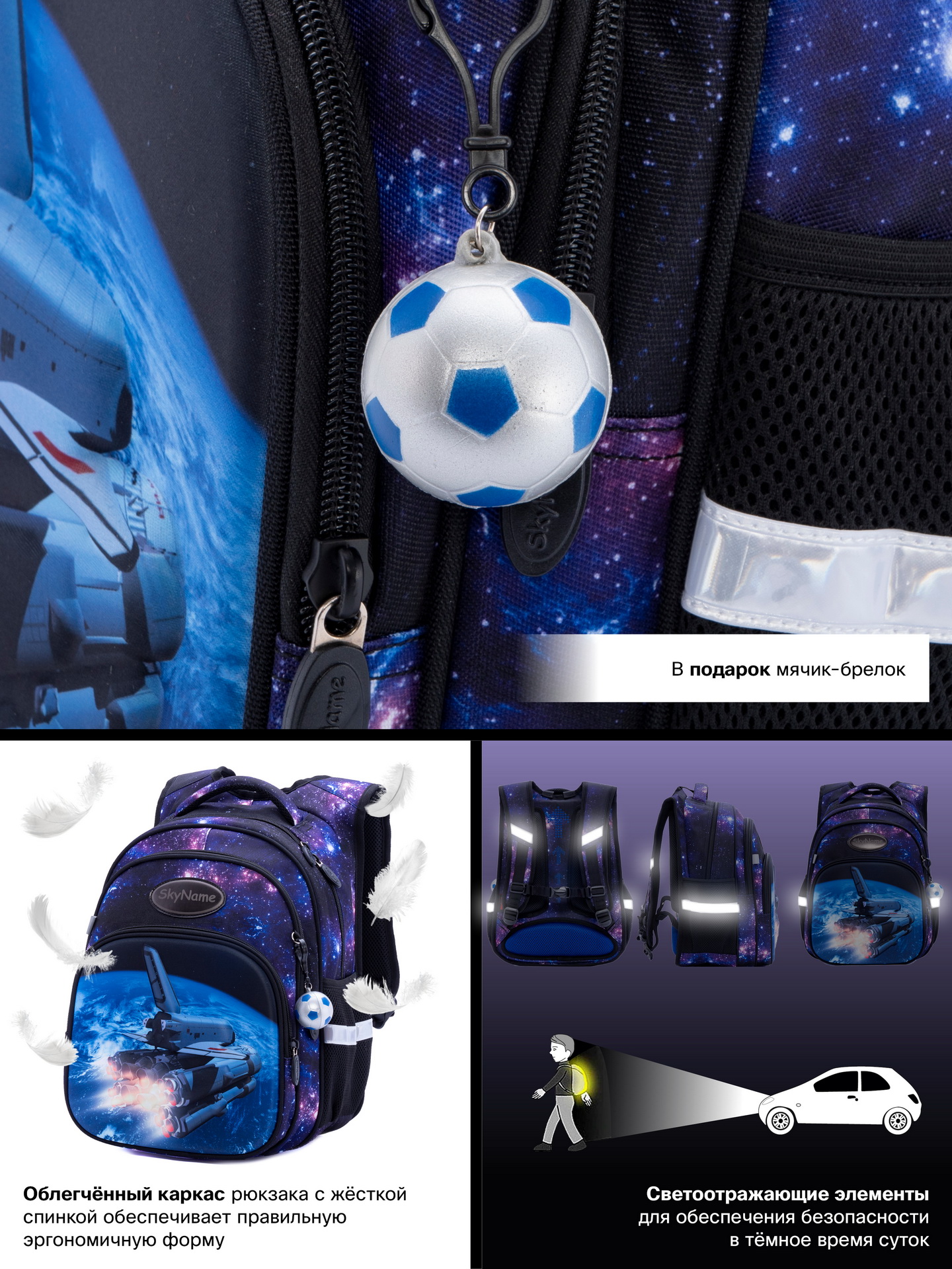 Рюкзак SkyName 17л анатомическая спинка+мячик - фото 10