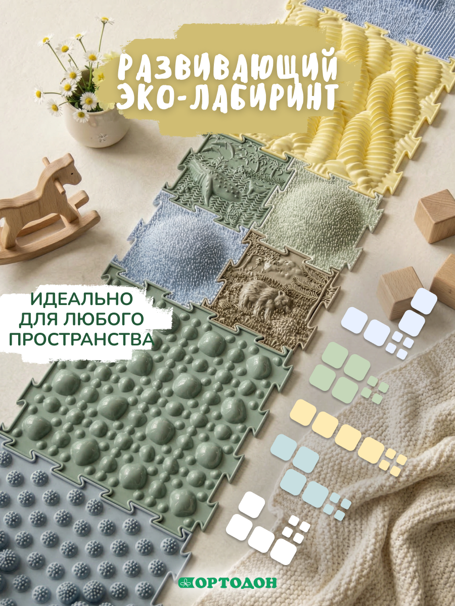 Коврик-пазл Ортодон массажный развивающий детский 26 x 122 см - фото 15