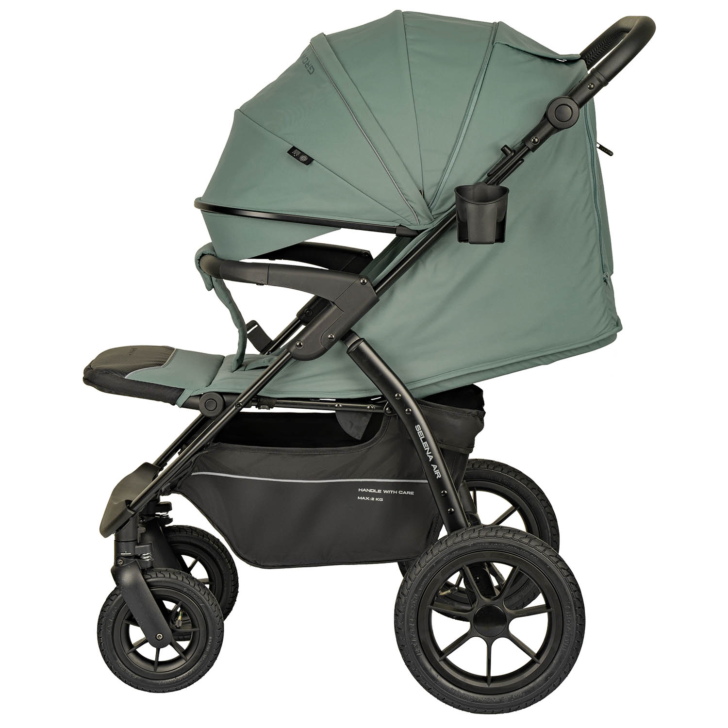 Коляска прогулочная JOVOLA Air 25 с сумкой зеленый-серый - фото 19