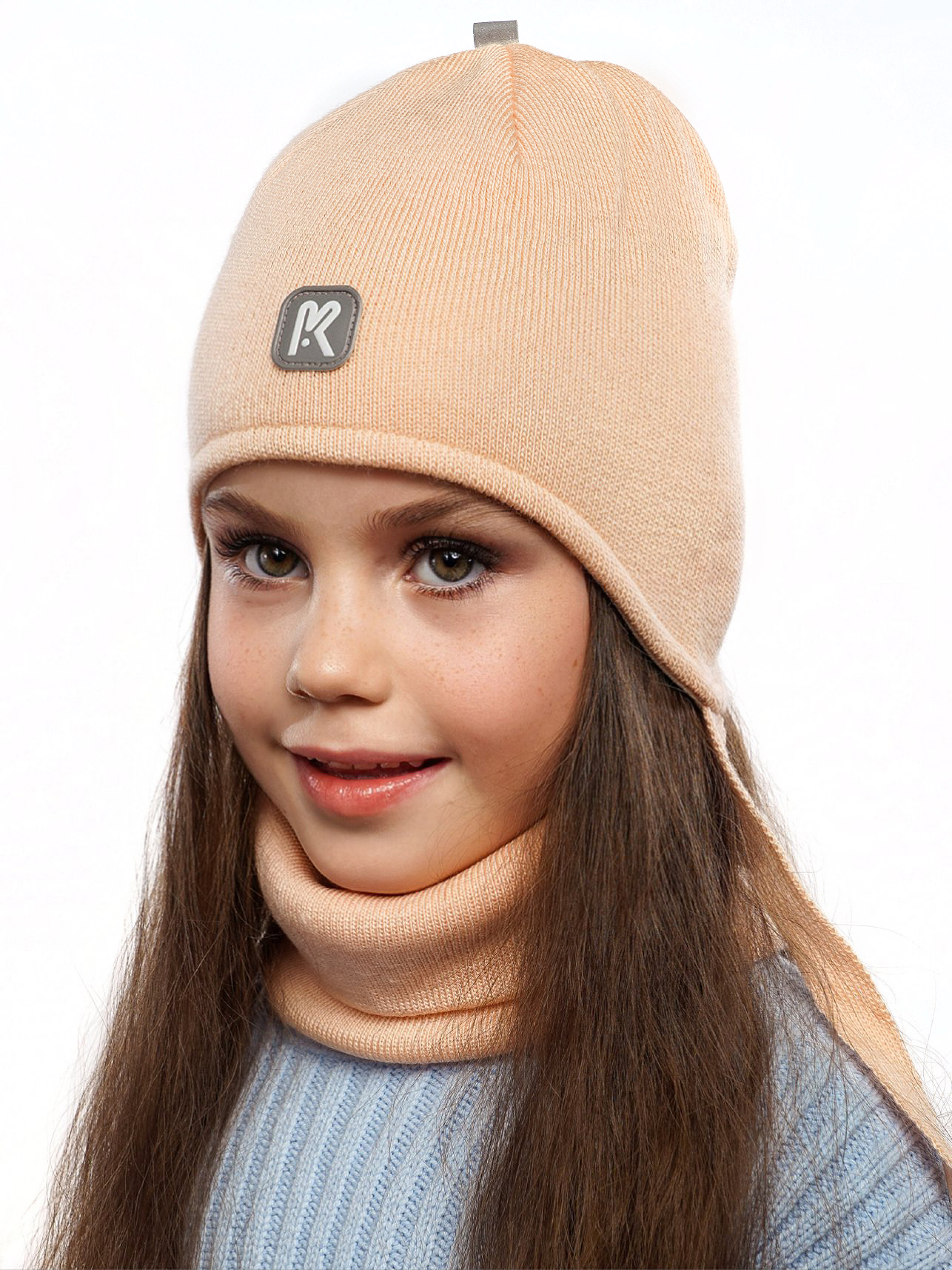 Шапка и снуд ПриКиндер U-Sp232724 Цвет: Персиковый - фото 11