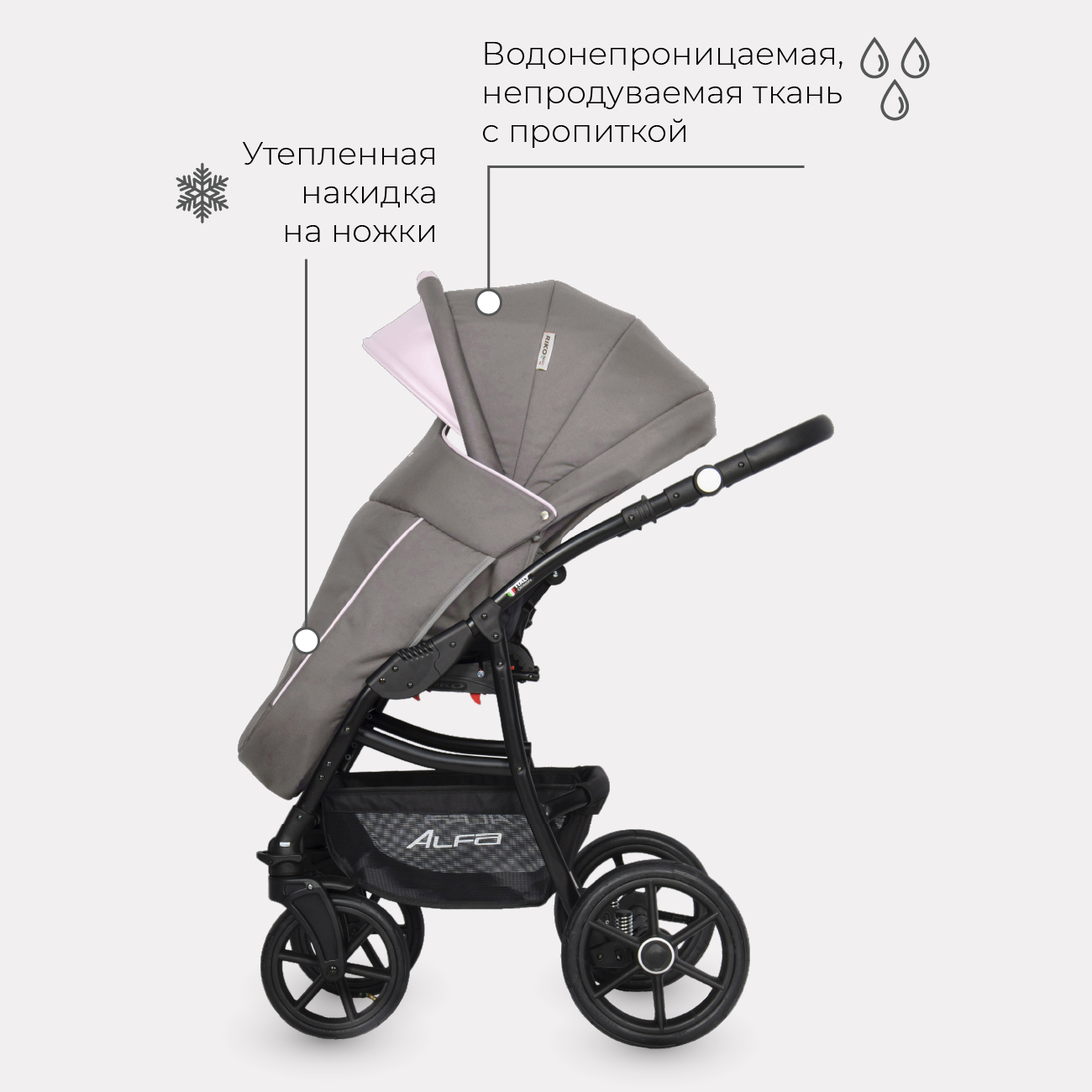 Коляска 2в1 Riko Basic ALFA Ecco - фото 5