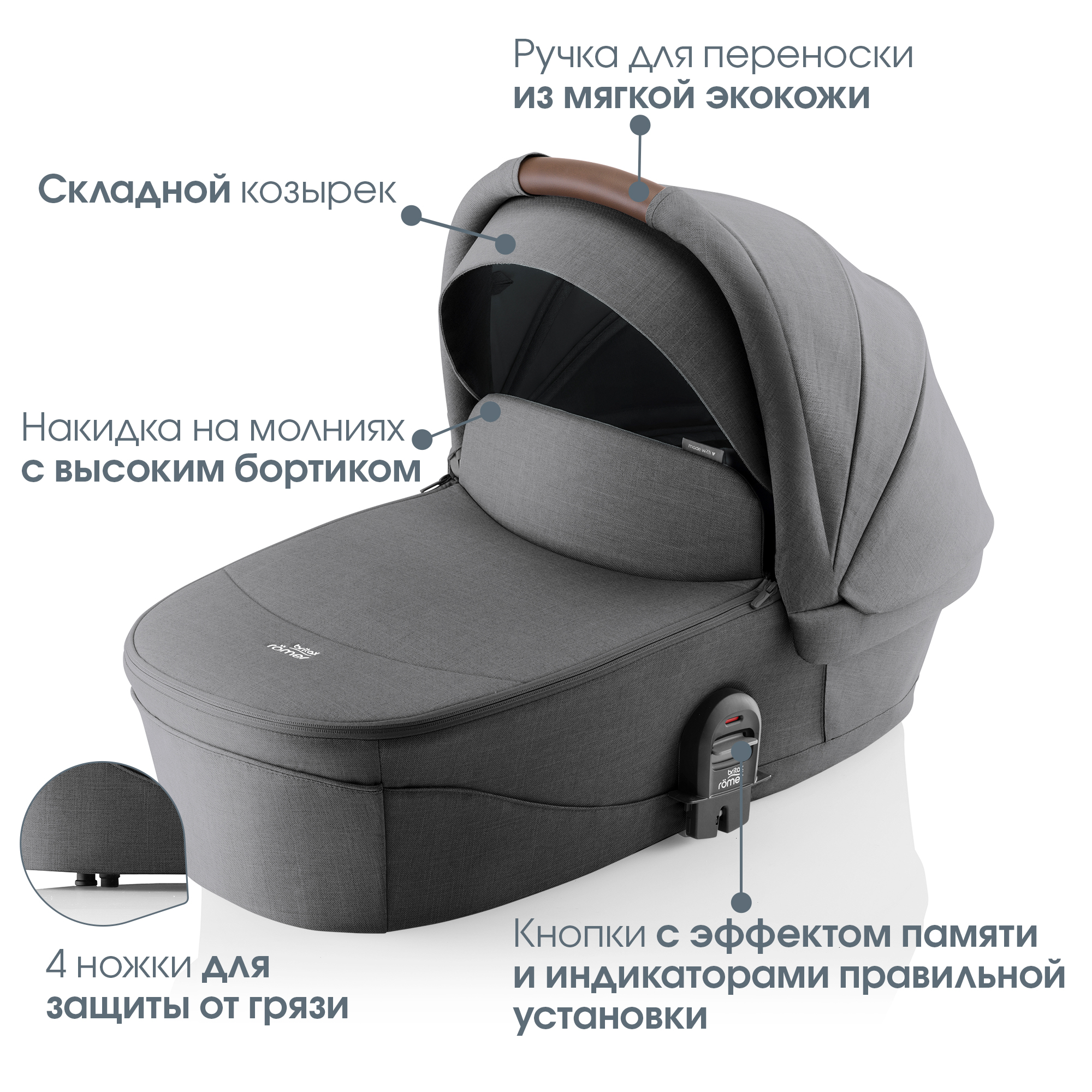 Коляска 2в1 Britax Roemer Smile 5Z Style Mineral Grey 0+ серый - фото 4