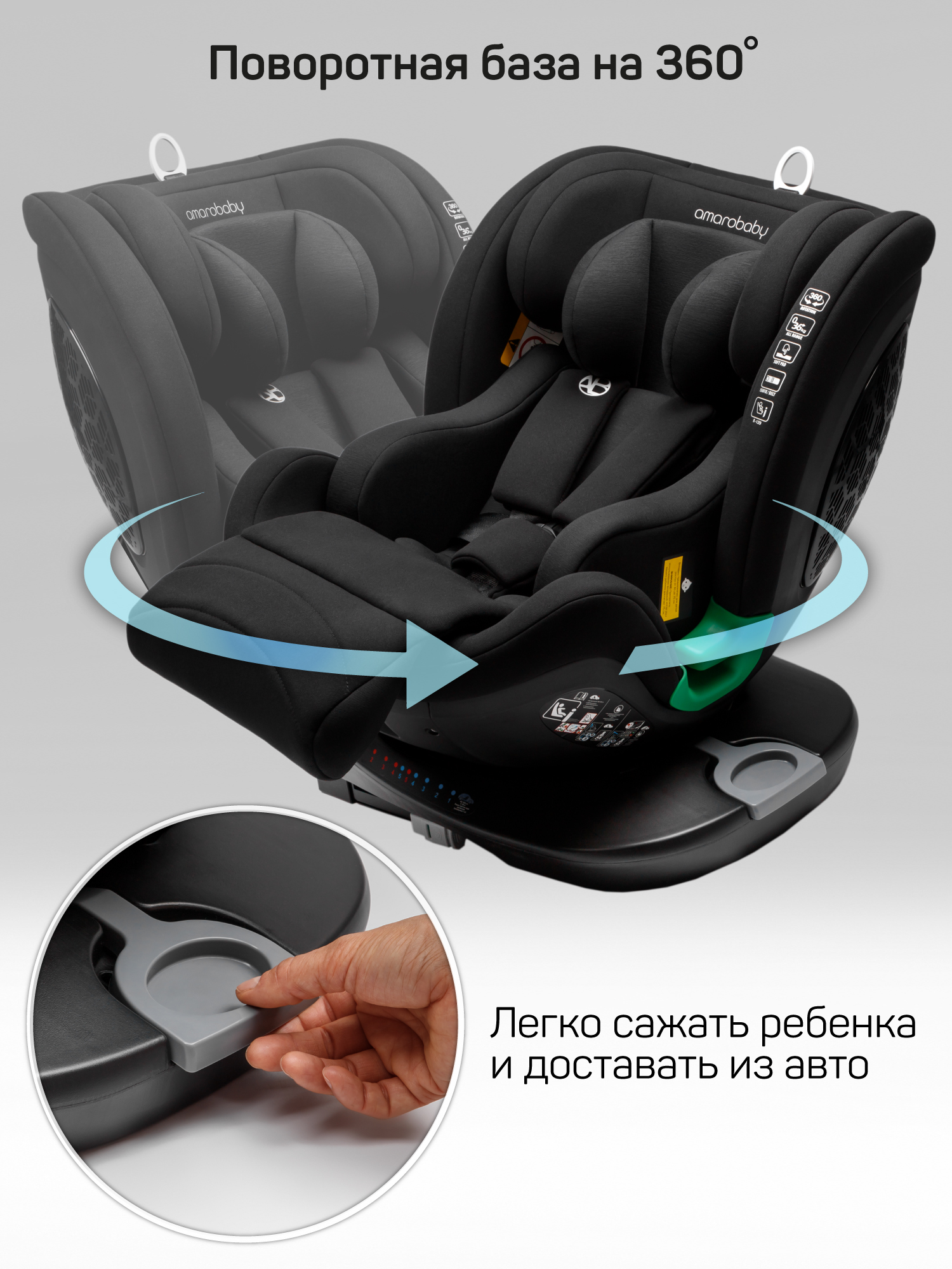 Автокресло Amarobaby Triumph Isofix 0+/1/2/3 (0-36 кг) черный - фото 9